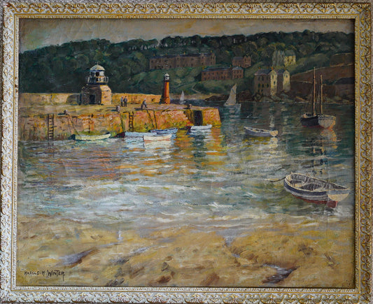 Stunning Impressionist Oil Painting of St Ives, Cornwall by Harold H. Winter - Original Artwork with Ornate Frame