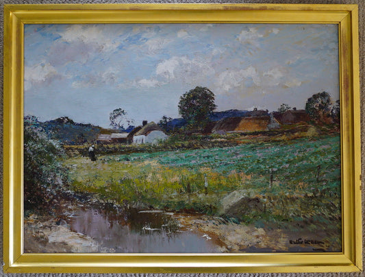 Exquisite Impressionist Painting  by Walter McAdam (British 1866-1935)- Serene Countryside Scene - Framed