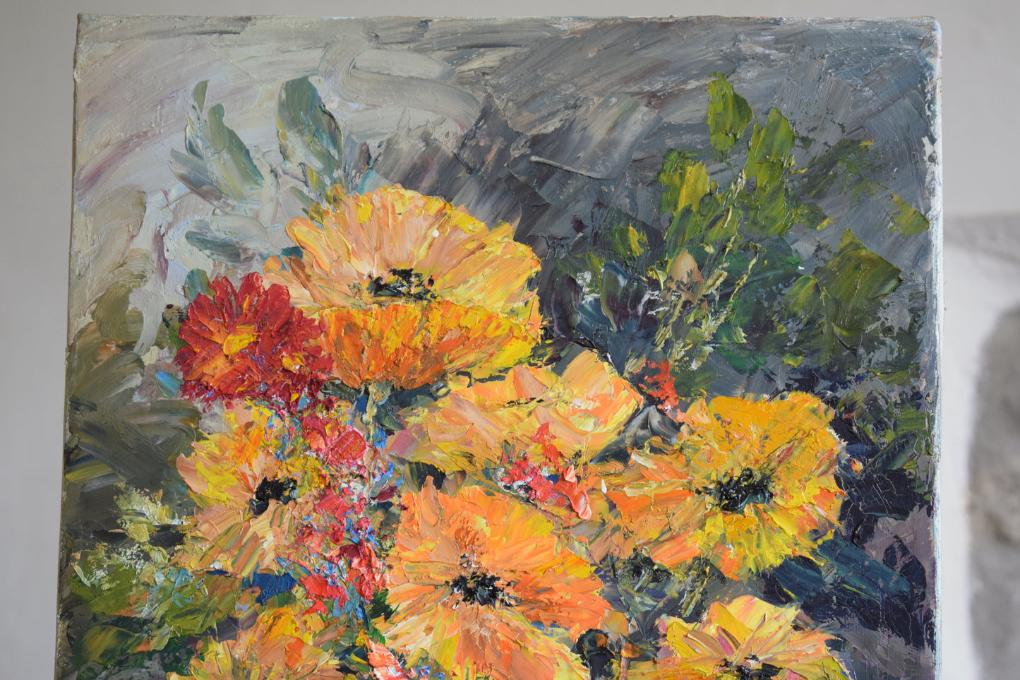 Mid 20th Century Oil on Canvas Impasto Icelandic Poppies