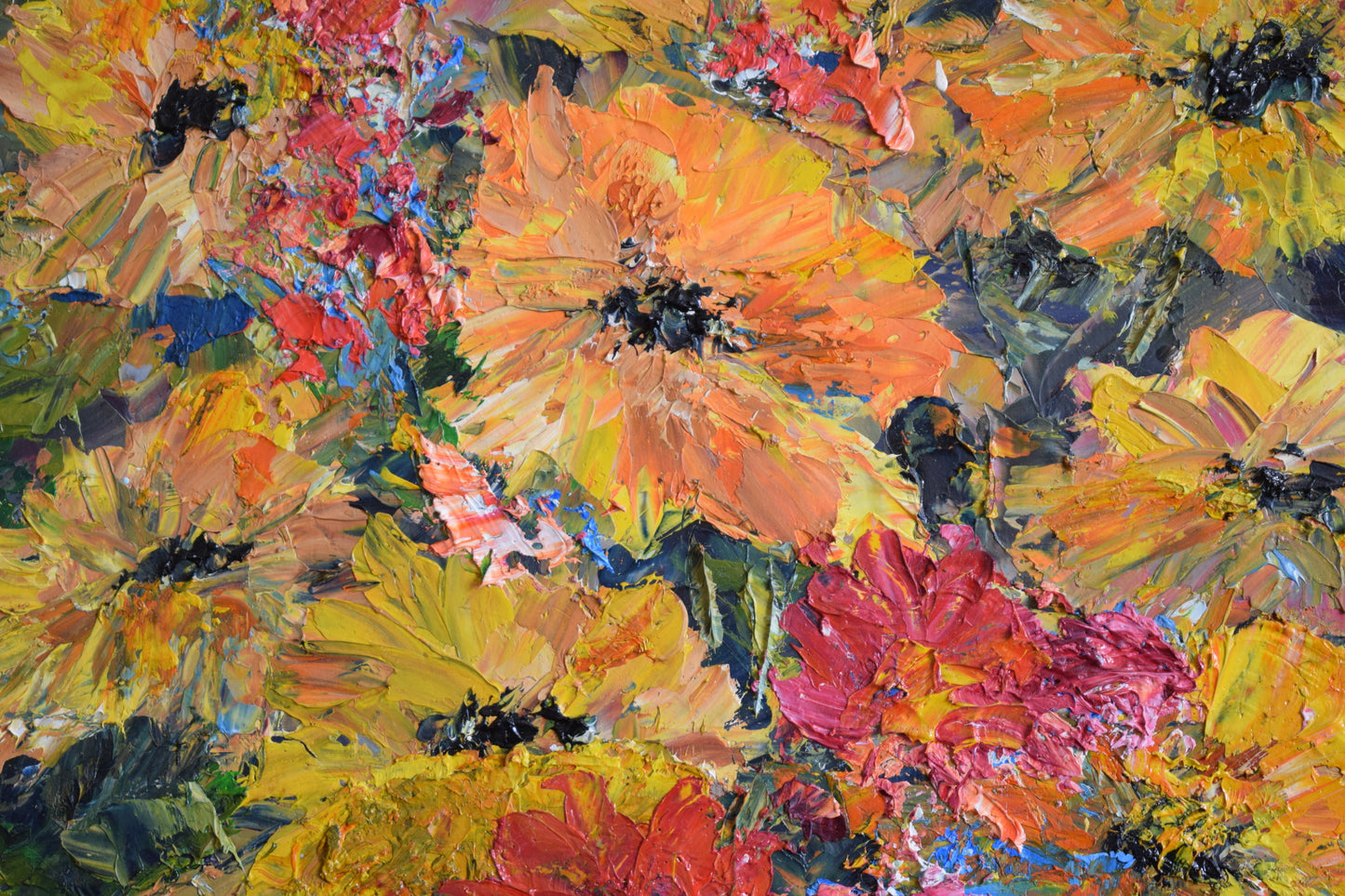 Mid 20th Century Oil on Canvas Impasto Icelandic Poppies