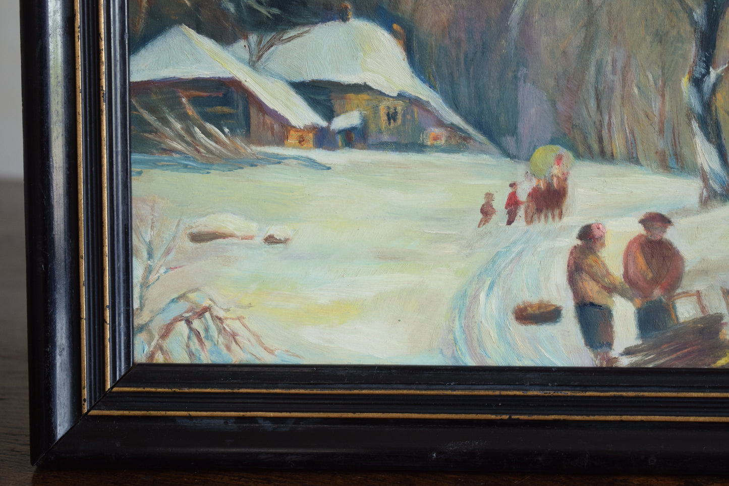 Early 20th Century Naive Austrian School, Winter Landscape Oil on Board