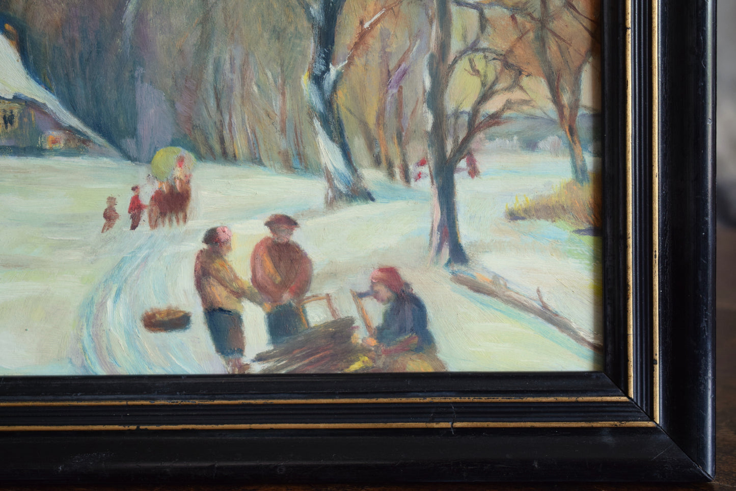 Early 20th Century Naive Austrian School, Winter Landscape Oil on Board