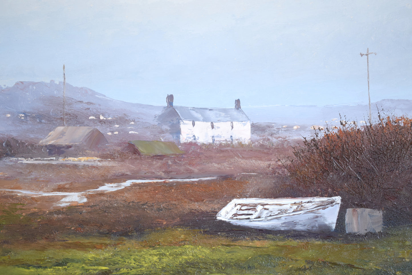 Pamela DERRY (1932-2002) Landscape with Fisherman’s Cottage, Oil on Board