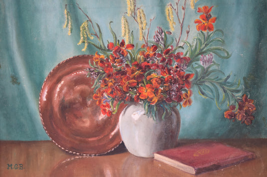 Michael Gordon BROCKWAY (1919-1981) Still Life with Catkins, Oil on Canvas