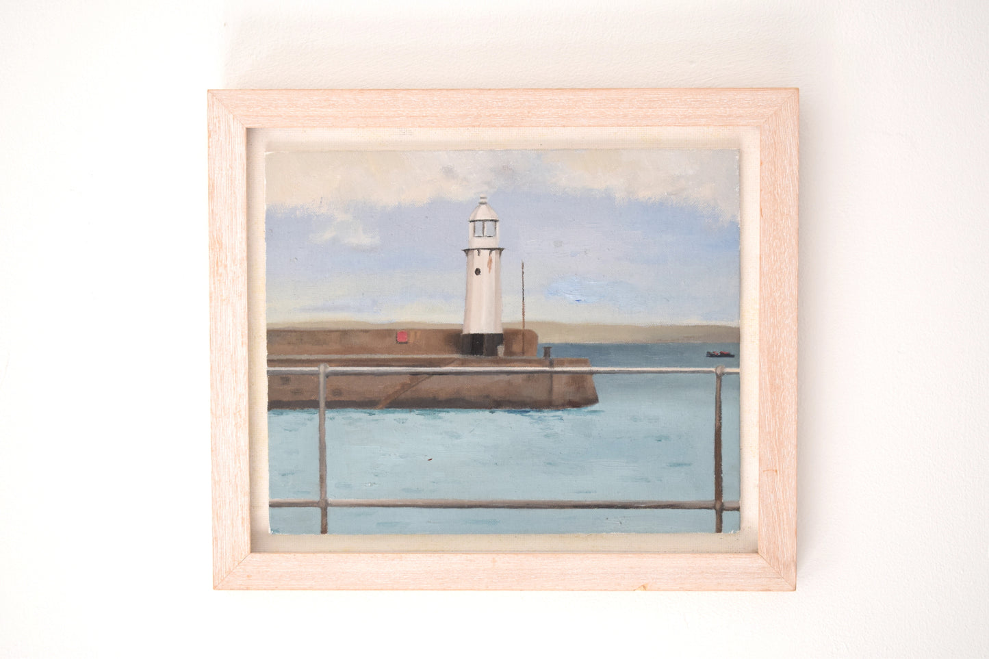 Smeaton’s Pier Lighthouse, St Ives Cornwall, Acrylic on Board