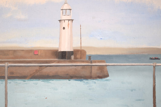 Smeaton’s Pier Lighthouse, St Ives Cornwall, Acrylic on Board