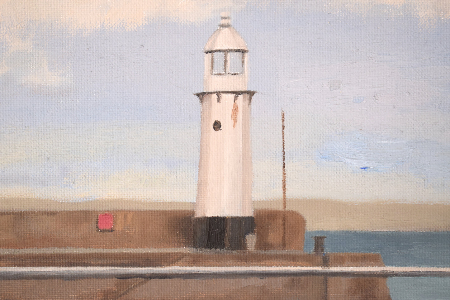 Smeaton’s Pier Lighthouse, St Ives Cornwall, Acrylic on Board