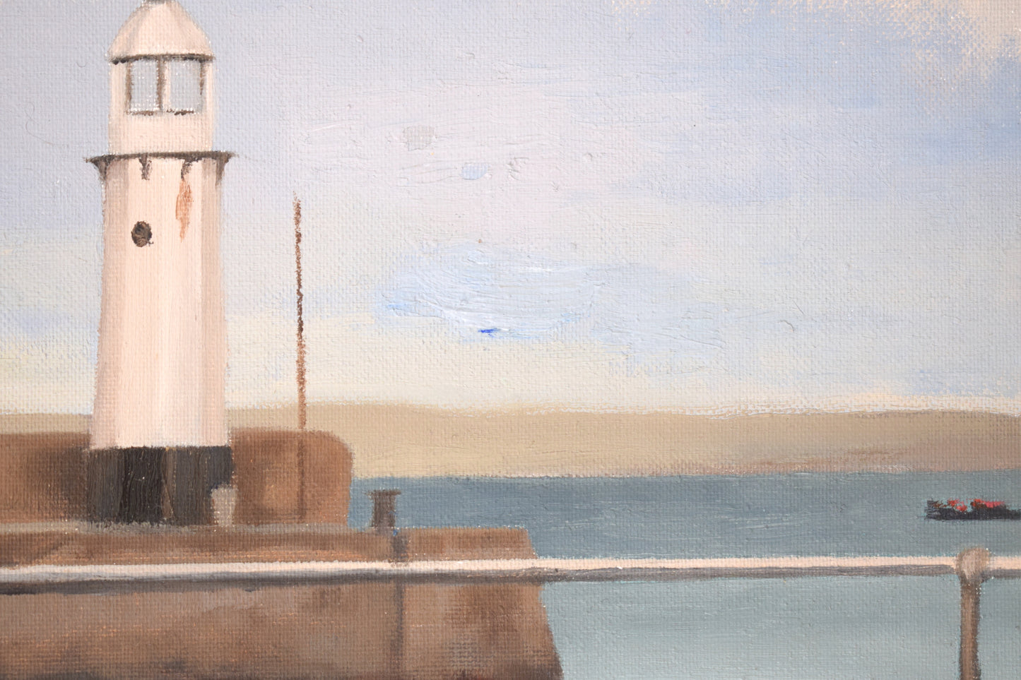 Smeaton’s Pier Lighthouse, St Ives Cornwall, Acrylic on Board