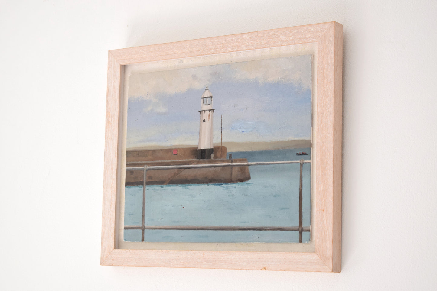 Smeaton’s Pier Lighthouse, St Ives Cornwall, Acrylic on Board