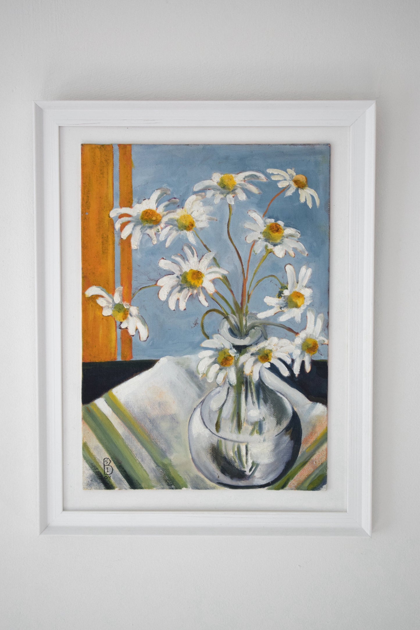 Suzie BISHOP Still Life of Daisies, Oil on Board