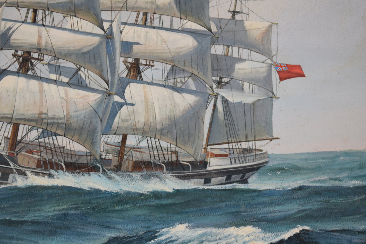 M.Jeffries Nautical Scene Ship "Opawa" Large Oil on Canvas