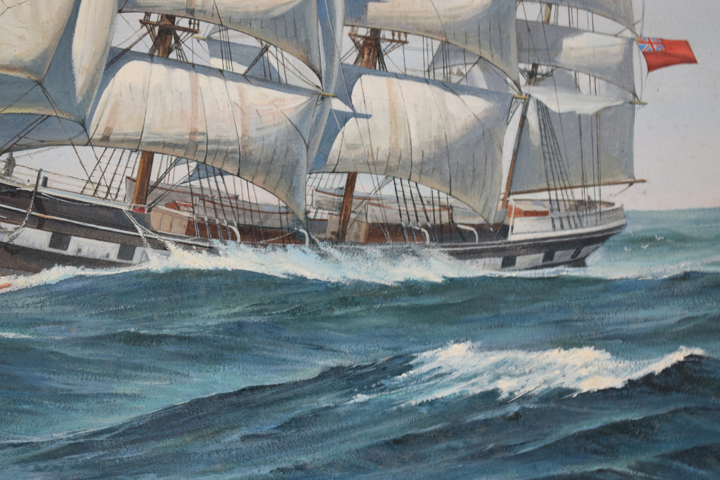 M.Jeffries Nautical Scene Ship "Opawa" Large Oil on Canvas