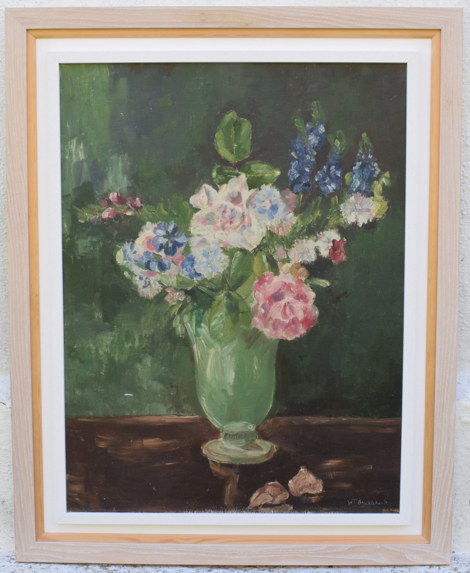 flowers in green vase