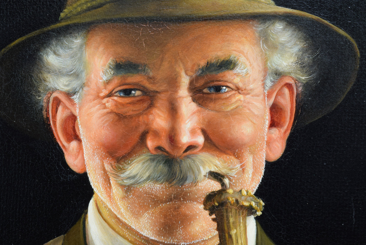 ERWIN EICHINGER Bavarian Pipe Smoking Man Oil on Board